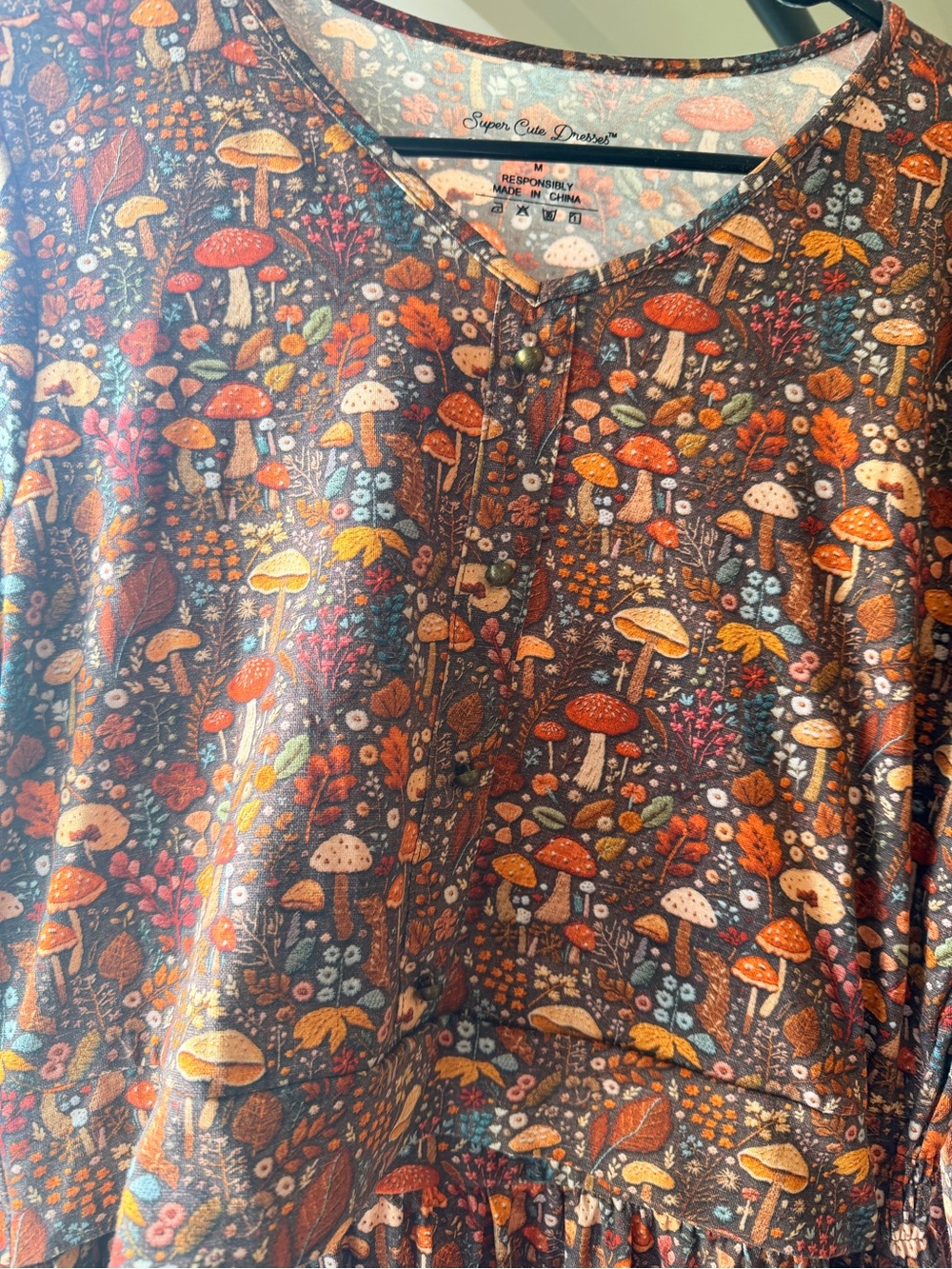 Rust Floral Maxi Dress with V-Neck - Picture 3 of 5